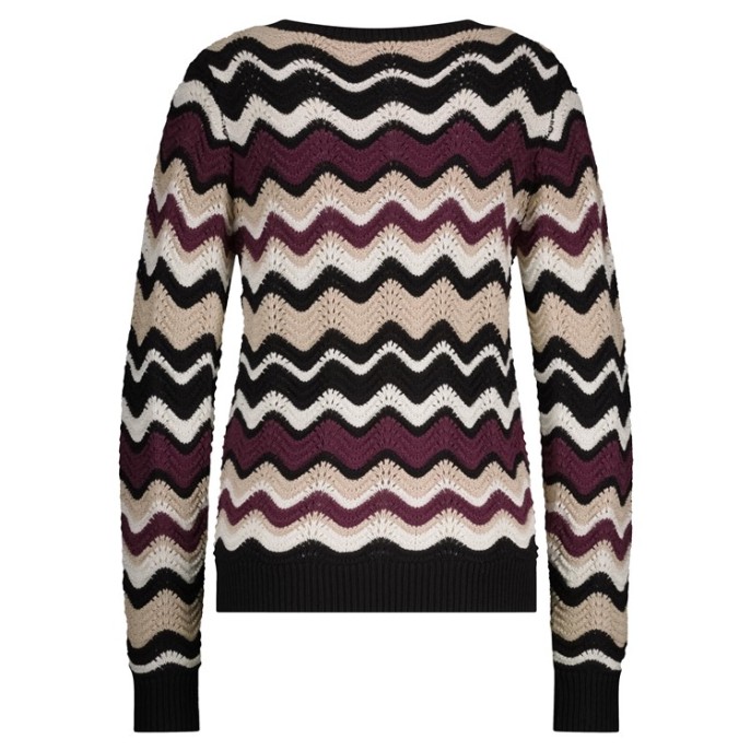 Red Button Pullover Fanny stripe Aubergine